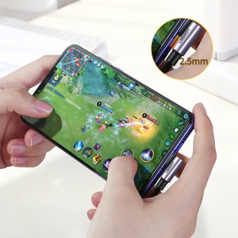 Kątowy kabel przewód USB-C Power Delivery 60W 20V 3A 2m czarno-szary