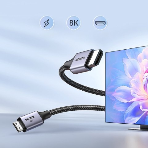 Kabel przewód przejściówka mini HDMI - HDMI 8K 2m szary