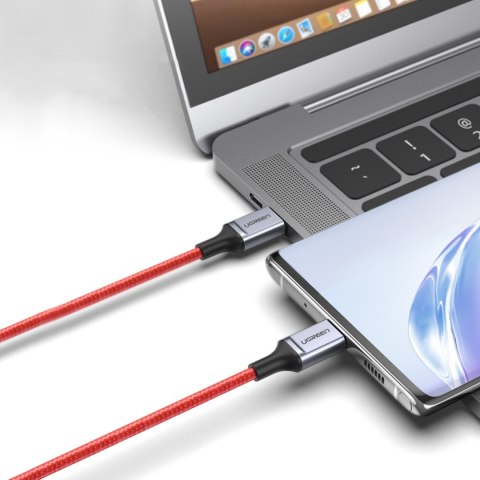 Kabel przewód w oplocie USB-C - USB-C 2.0 3A czerwony