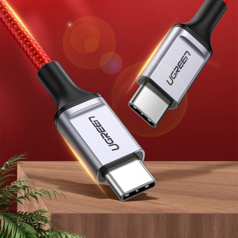 Kabel przewód w oplocie USB-C - USB-C 2.0 3A czerwony