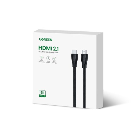 Kabel przewód w oplocie ze złączami HDMI 2.1 8K / 4K 3m czarny