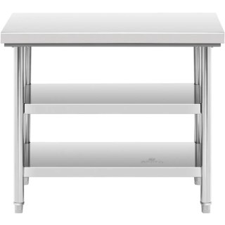 Stół blat roboczy centralny stalowy 2 półki 100 x 60 cm do 600 kg