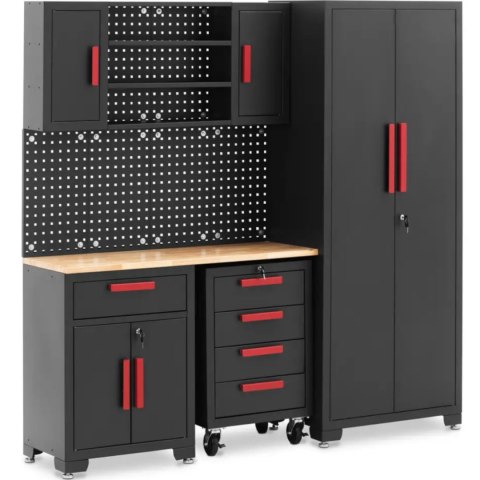 Zestaw mebli warsztatowych szafa szafka na kółkach ściana perforowana
