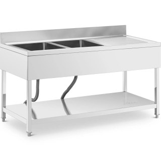 Zlew basen dwukomorowy z ociekaczem półką i rantem 160 x 70 x 97 cm