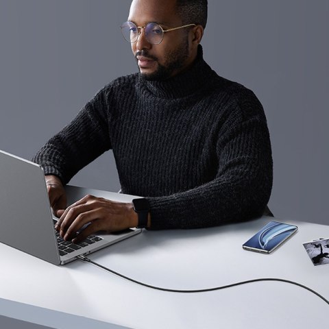 Kabel przewód USB-C w oplocie PD 100W 5A 480Mb/s 1m czarny