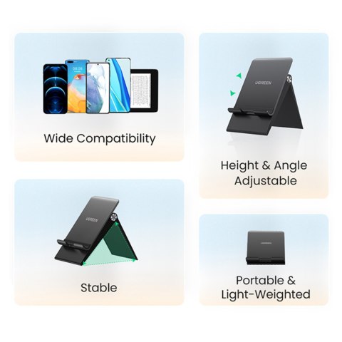 Składana podstawka na telefon tablet z regulacją wysokości czarna