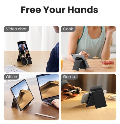 Składana podstawka na telefon tablet z regulacją wysokości czarna