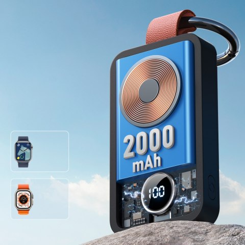 Powerbank kieszonkowy brelok 2000mAh 3W do Apple Watch czarny
