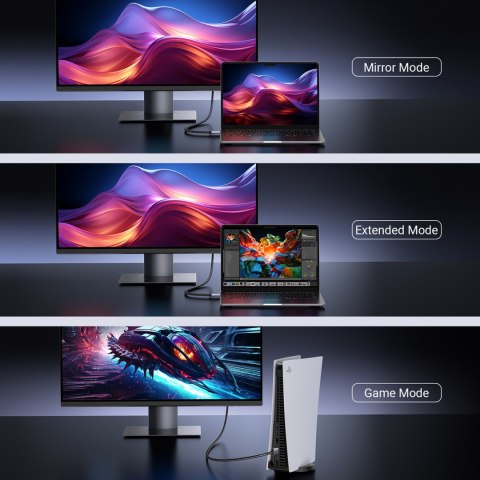 Kabel przewód HDMI 2.1 8K certyfikowany Ultra High Speed 1m szary