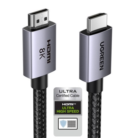 Kabel przewód HDMI 2.1 8K certyfikowany Ultra High Speed 2m szary