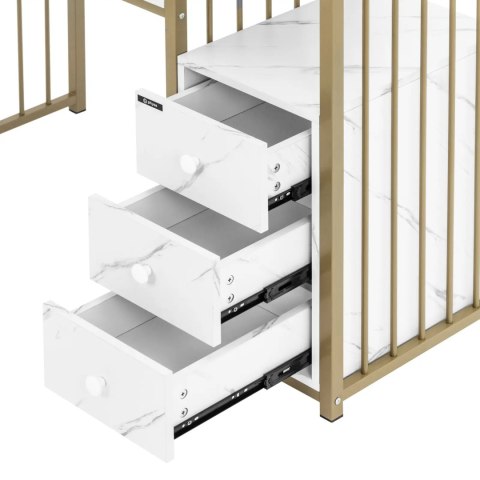 Biurko kosmetyczne do manicure z podpórka na dłonie 3 szuflady 110 x 46 cm - marmur złoto