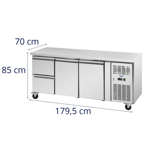 Stół chłodniczy gastronomiczny na kółkach 2 komory 2 szuflady 410 l 179.5 x 70 x 85 cm
