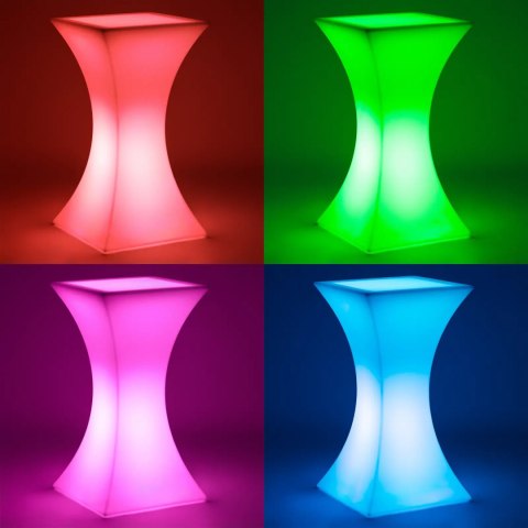 Stolik barowy klubowy kwadratowy podświetlany RGBW LED 60 x 60 x 110 cm
