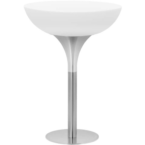 Stolik barowy klubowy podświetlany na baterie RGBW LED śr. 80 x 107 cm - biały okrągły