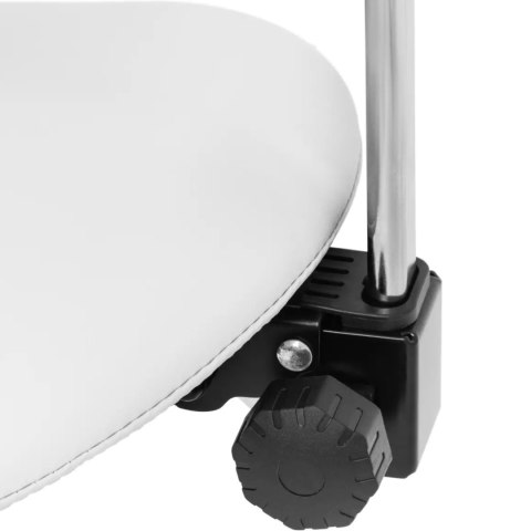 Krzesło kosmetyczne siodłowe z oparciem regulowane MANNHEIM biało-złote