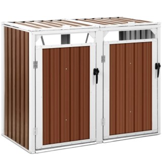 Osłona obudowa kosza kubła na śmieci podwójna 2 x 240 l - brązowa