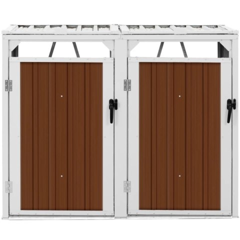 Osłona obudowa kosza kubła na śmieci podwójna 2 x 240 l - brązowa