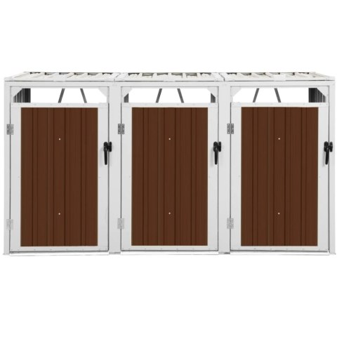 Osłona obudowa kosza kubła na śmieci potrójna 3 x 240 l - brązowa