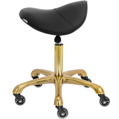 Taboret stołek kosmetyczny siodłowy na kółkach do 150 kg YORK - czarno złoty