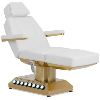 Fotel kosmetyczny SPA podgrzewany 4 silniki 200 kg MARSALA - biało złoty