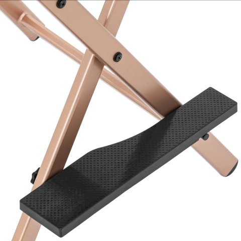 Krzesło do makijażu wizażu z zagłówkiem i podnóżkiem składane - różowe złoto