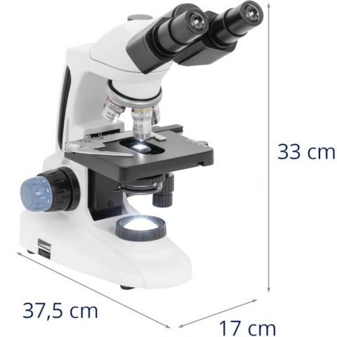 Mikroskop optyczny szkolny z oświetleniem LED powiększenie 40-1000x