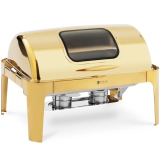 Podgrzewacz bemar bufetowy do potraw na pastę z okienkiem GN 1/1 9 l - złoty