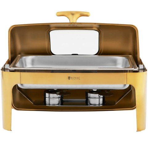 Podgrzewacz bemar bufetowy do potraw na pastę z okienkiem GN 1/1 9 l - złoty