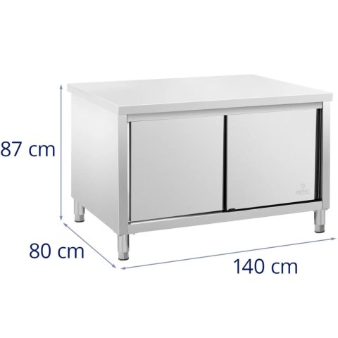 Stół gastronomiczny z szafką drzwi przesuwne 140 x 80 x 87 cm do 500 kg
