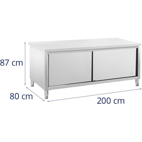 Stół gastronomiczny z szafką drzwi przesuwne 200 x 80 x 87 cm do 500 kg