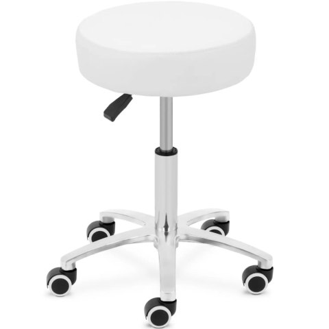 Taboret stołek kosmetyczny na kółkach do 120 kg COMO - biały