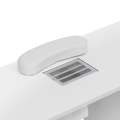 Biurko kosmetyczne do manicure z pochłaniaczem 3 szuflady 2 szafki - biało srebrne