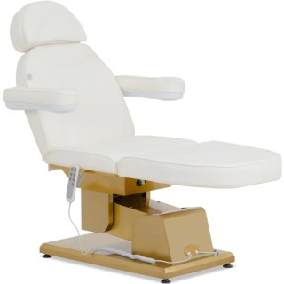 Fotel kosmetyczny podgrzewany do masażu tatuażu APRILIA - biało złoty