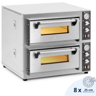 Piec do pizzy dwukomorowy z kamieniem szamotowym na 8 pizz śr. 25 cm 8400 W