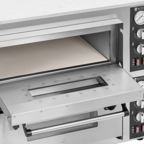 Piec do pizzy dwukomorowy z kamieniem szamotowym na 8 pizz śr. 25 cm 8400 W