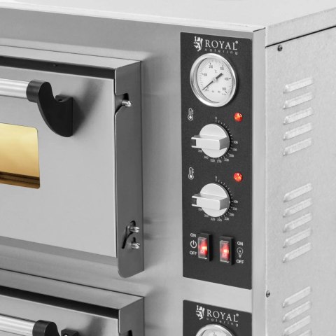 Piec do pizzy dwukomorowy z kamieniem szamotowym na 8 pizz śr. 25 cm 8400 W