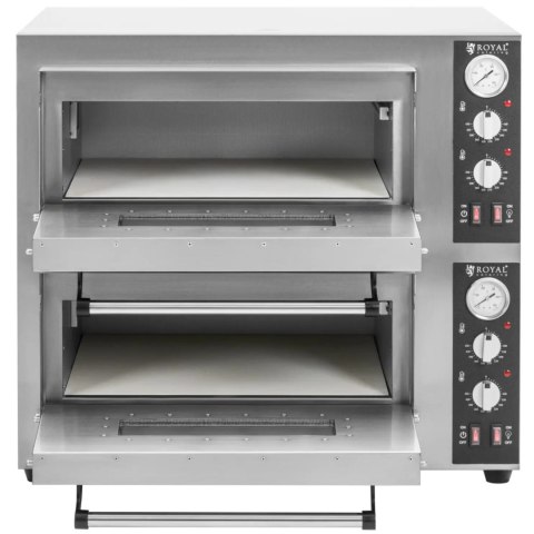 Piec do pizzy dwukomorowy z kamieniem szamotowym na 8 pizz śr. 25 cm 8400 W