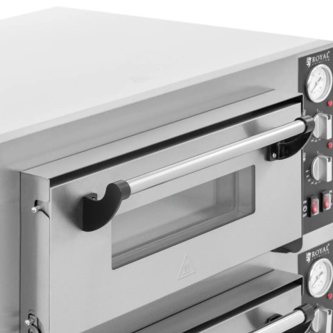 Piec do pizzy dwukomorowy z kamieniem szamotowym na 8 pizz śr. 25 cm 8400 W