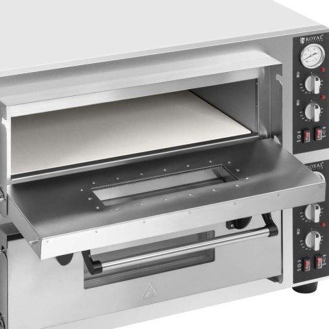 Piec do pizzy dwukomorowy z kamieniem szamotowym na 8 pizz śr. 30 cm 8400 W