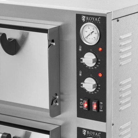 Piec do pizzy dwukomorowy z kamieniem szamotowym na 8 pizz śr. 30 cm 8400 W