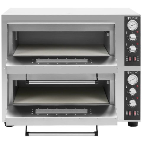 Piec do pizzy dwukomorowy z kamieniem szamotowym na 8 pizz śr. 30 cm 8400 W