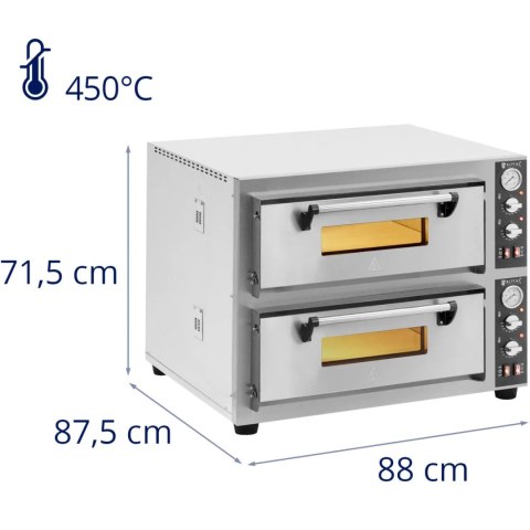 Piec do pizzy dwukomorowy z kamieniem szamotowym na 8 pizz śr. 30 cm 8400 W