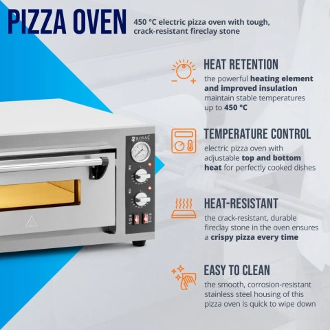 Piec do pizzy elektryczny z kamieniem szamotowym na 4 pizze śr. 25 cm 4200 W