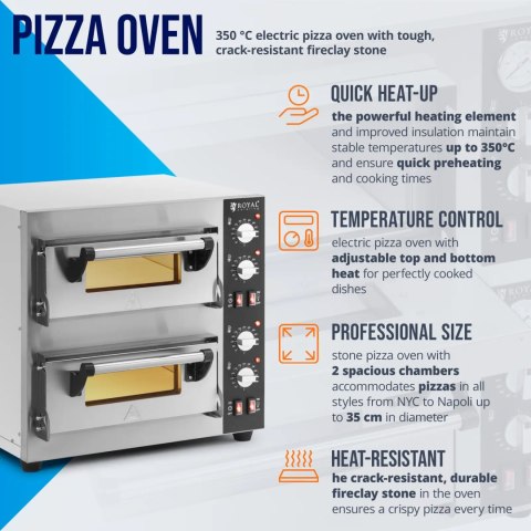 Piec do pizzy podwójny z kamieniem szamotowym na 2 pizze śr. 35 cm 4000 W