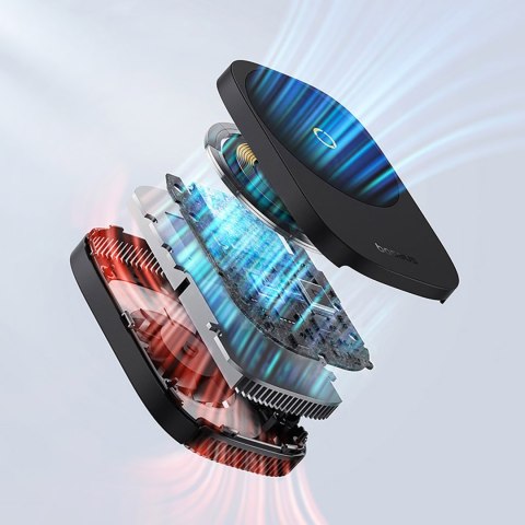 3w1 Wentylator do chłodzenia smartfona ładowarka indukcyjna 15W i podstawka - czarny