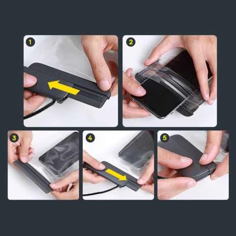 Etui wodoodporne na telefon 7.2'' AquaGlide IPX8 z systemem Slide Lock - czarne