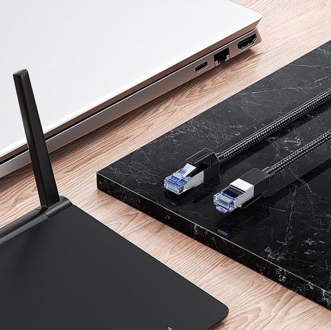 Kabel sieciowy patchcord Ethernet RJ45 Cat8 miedziany rdzeń 1.5m - czarny