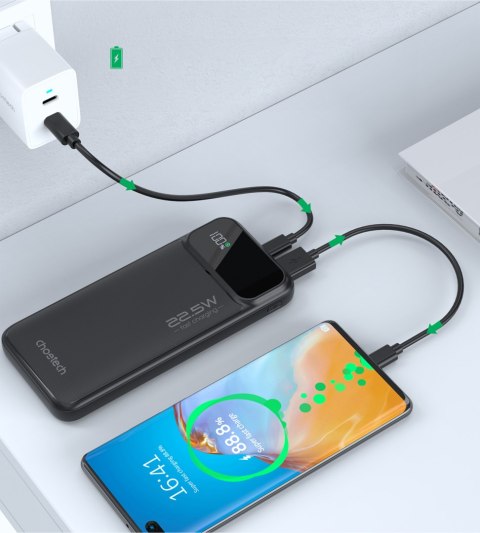 Powerbank 10000 mAh 22.5W PD USB-A USB-C - czarny