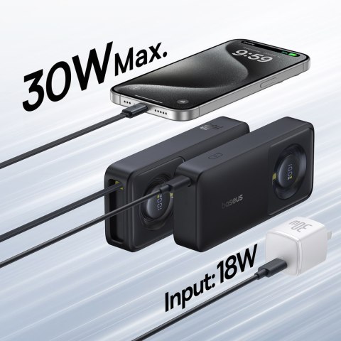 Powerbank 10000mAh 30W z portem USB-C i rozwijanym kablem USB-C Free2Pull - czarny