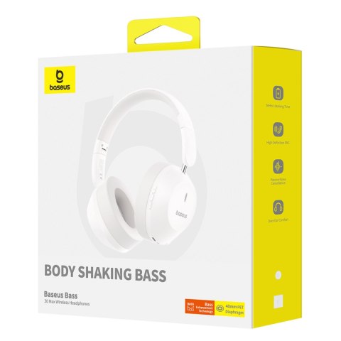 Słuchawki bezprzewodowe nauszne Bass 30 Max Bluetooth 5.3 - białe